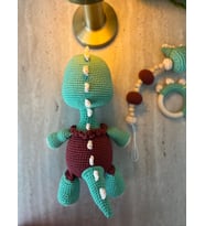 El Yapımı Amigurumi Dinozor Yeni Doğan 3lü Set. Emzik Zinciri, Diş Kaşıyıcı, Uyku Arkadaşı