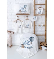 Pia Baby Premium Kişiye Özel İsimli %100 Pamuk Erkek Bebek Hediye Seti 5005-02 (Ekru)