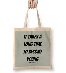 Pablo Picasso Quotes Art Gift - Vintage Retro Style Bez Çanta Uzun Saplı