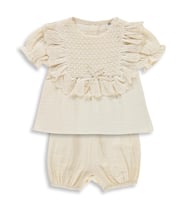 Civil Baby Kol Büzgülü Roba Dantelli 6-18 Ay Takım - Bej