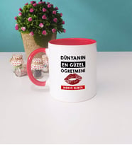 Dünyanın En Güzel Öğretmeni Kupa Bardak Kırmızı