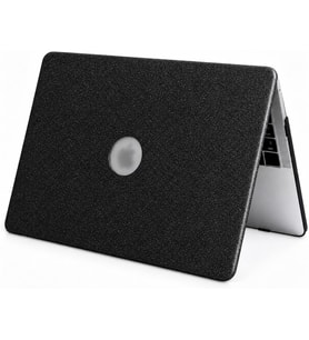 MacBook Air M1 Kılıfı A2337 Uyumlu 13 İnç Premium Simli Deri Kaplama Hard Case A2179 A1932 Sert Koruyucu Kapak Çizilme ve Darbe Koruma Kılıfı Siyah
