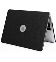 MacBook Air M1 Kılıfı A2337 Uyumlu 13 İnç Premium Simli Deri Kaplama Hard Case A2179 A1932 Sert Koruyucu Kapak Çizilme ve Darbe Koruma Kılıfı Siyah