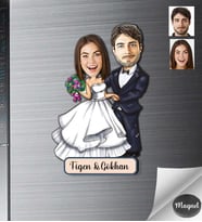Kişiye Özel Gelin Dağmat Ahşap Magnet -11
