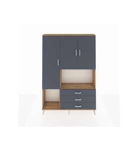 Arges Gardrop 6 Raflı 3 Çekmeceli 3 Kapaklı 132x30x195 Çam-Antrasit
