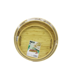 YUVARLAK - 3 BOY BAMBU AHŞAP TEPSİ SETİ 30--35--38CM (5680)