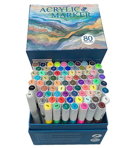 FIRÇA UÇLU AKRİLİK MARKER SETİ 80Lİ