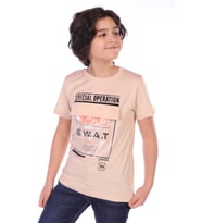 Toontoy Erkek Çocuk Süs Cepli Special Operation Baskılı Tişört (Bej)