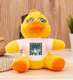 Kişiye Özel Kalp Detaylı Fotoğraflı  Peluş Civciv (Sarı)