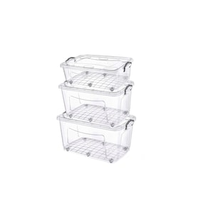 Çok Amaçlı Tekerlekli Şeffaf Saklama & Oyuncak Kutusu 3 Lü ( 30 Lt + 50 Lt + 80 Lt )