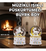 Unicorn Temalı Işıklı Müzikli Püskürtmeli Büyük Boy Kar Küresi – 16x12 cm (Karışık)