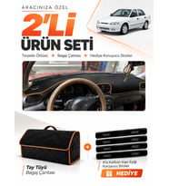 HYUNDAİ ACCENT YUMURTA KASA (1993-1999) Uyumlu Torpido Örtüsü + Tay Tüyü Bagaj Çantası Seti - Siyah Kahverengi
