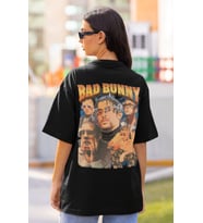 Bad Bunny Rapper Sırt Baskılı Unisex Oversize Şarkıcı Tişört