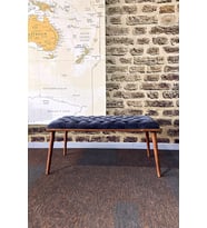 DTM HOME Antrasit Mavi Kapitone Bench Puf