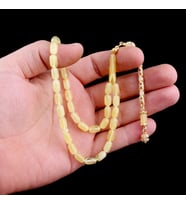 Kapsül Kesim Damla Kehribar Tesbih Zirkon Taşlı Gümüş Püsküllü