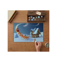 Geyikler - Karlı Ev Manzarası Tasarımı 240 parça Ahşap Puzzle Ahşap Kutuda MP07133