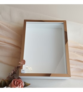 30x40 Cm Beyaz-bronz Fotoğraf Bölümsüz! İsimsiz Ledli! Gül Saklama Kutusu