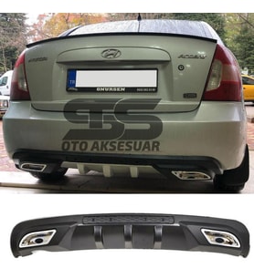 Hyundai Accent Era Difüzör Arka Tampon Eki 2 Egzoz Çıkışlı Siyah