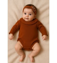 Kız Bebek Triko Bandana Badi 2'li Set Yenidoğan Konsept Çekim Kostümü 9000