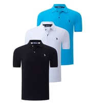 ÜÇLÜ SET T8561 DEWBERRY ERKEK T-SHIRT-SİYAH-BEYAZ-MAVİ