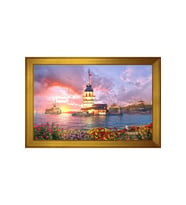Kız Kulesi Motifli Kanvas Tablo 80 x 110 cm Gold Çerçeve