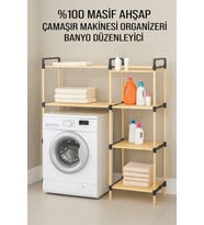 NATUREHOME NC02 AHŞAP ÇAMAŞIR MAKİNESİ ORGANİZER BANYO DÜZENLEYİCİ RAF MASİ