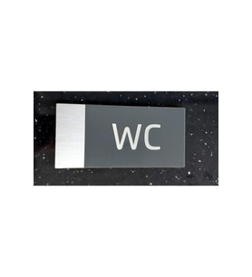 Gümüş Fırçalı Kabartma Wc Tabelası - Tuvalet Levha Mat