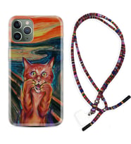 Apple iPhone 11 12 13 14 Pro Max Kılıf Boyun Asklı Rasta Silikon Tablo Cat 1788