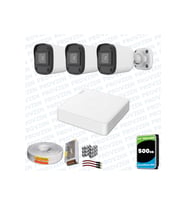 Provzen Hikvision Unv 3'lü Full HD Güvenlik Kamerası Set Gece Görüş, Mikrofon, Olay Anında Bildirim