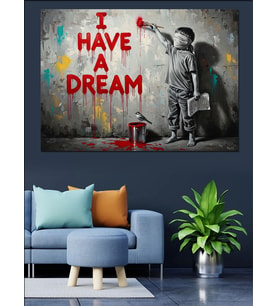 I Have A Dream Yazısı Ve Çocuk Dekoratif Kanvas - Mdf Ahşap Tablo