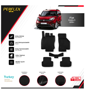 Fiat Doblo 3 2015+ 3D Havuzlu Paspas (Siyah - Beyaz)