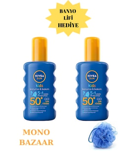 "İKİLİ SET" NIVEA SUN SPF50 Çocuklar İçin Hassas Güneş Koruyucu Vücut Spreyi 200ml