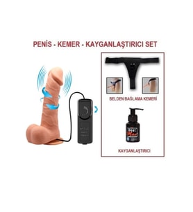 20 cm Kumandalı Belden Bağlamalı 360° Oynar Başlı Titreşimli Vibratör Realistik Penis Dildo