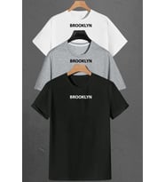 Brooklyn Baskılı Unisex Oversize 3'lü T-shirt Paketi (Beyaz)
