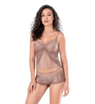 Pilelistore Vizon Jakarlı Babydoll Şort Takımı