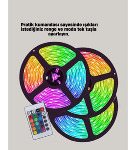 Esnek RGB Smart Şerit LED Işık 5 Metre Uzaktan Kumandalı