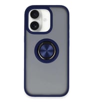 iPhone 16 Kılıf Montreal Yüzüklü Silikon Kapak - Lacivert