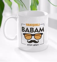 BK Gift Kişiye Özel Yakışıklı Babam Tasarımlı Beyaz Kupa Bardak - Model 2