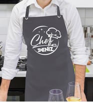 BK Gift Kişiye Özel İsimli Chef Tasarımlı Profesyonel Antrasit Mutfak Önlüğü, Aşçı Önlüğü, Şef Önlüğü, Arkadaşa Hediye-8