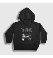 Presmono Unisex Çocuk Siyah Cannon AC/DC Kapüşonlu Sweatshirt 6120tt