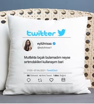 Kişiye Özel Twitter Tasarım Fotoğraflı Kare Yastık