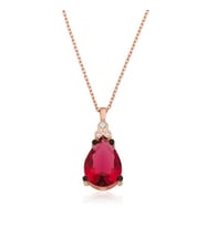 Gümüş Kırmızı Topaz Damla Kolye