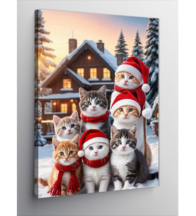 Kanvas Tablo Kışlık Kedi Takımı