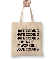 Programmer Coding Hate Love Humor Gift Bez Çanta Uzun Saplı