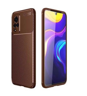 Vivo V21 Kılıf Esnek Soft Karbon Tasarım Legion Serisi (Kahverengi)