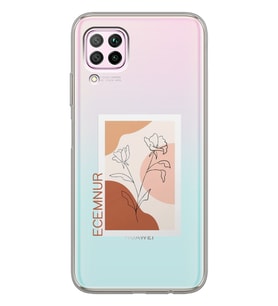 Huawei Nude Gül Tasarımlı Şeffaf Telefon Kılıfı