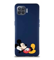 Oppo Reno 4 Lite Soft Premier Kapak Mickey Mouse-F Tasarımlı Silikon Kılıf - Lacivert (Şeffaf)