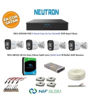 Neutron 2mp 4 kameralı Sesli Dış ortam AHD Full Kamera Seti 4TB Disk NEU-XVR104-FHD NEU-AB102-28-CA