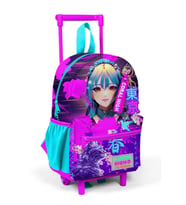 Minik Yuva Çekçekli Sırt Çantası Mor Pembe Anime Kedi Desenli İki Bölmeli 24053
