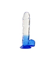 Silikon Şeffaf Mavi Realistik Dildo 15 cm